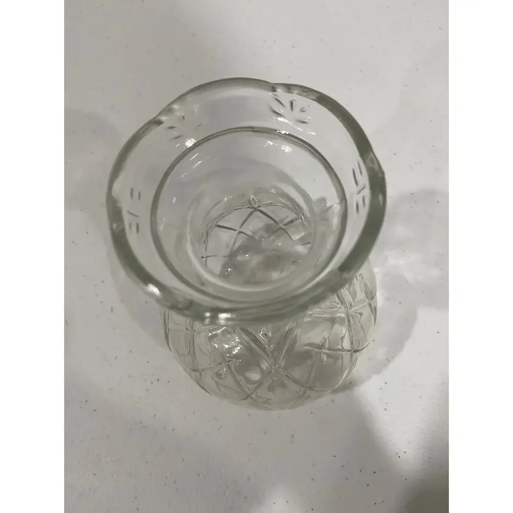 Pineapple Pattern Clear Glass Vase - narrow neck - Vintage